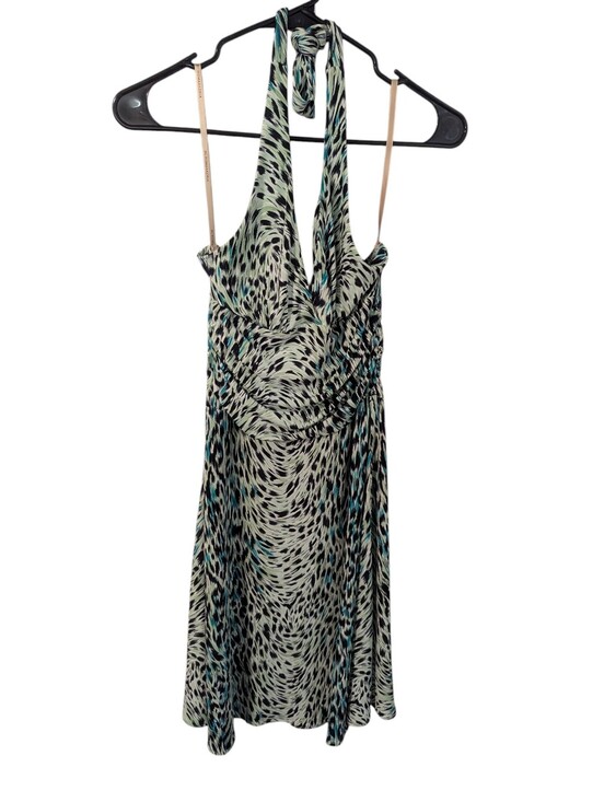 BCBGMaxAzria Dresses & Skirts - Bcbgmaxazria ,Y2K Halter Print Summer Dress in Mint and Black, Size S